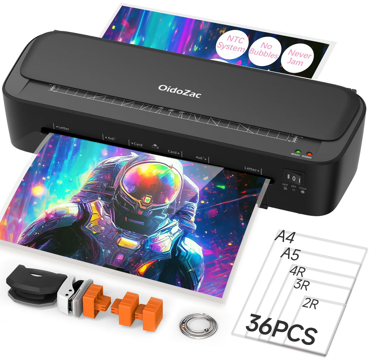 OidoZac: 9" 11-in-1 Laminator with Never-Jam Technology & 36 Sheets