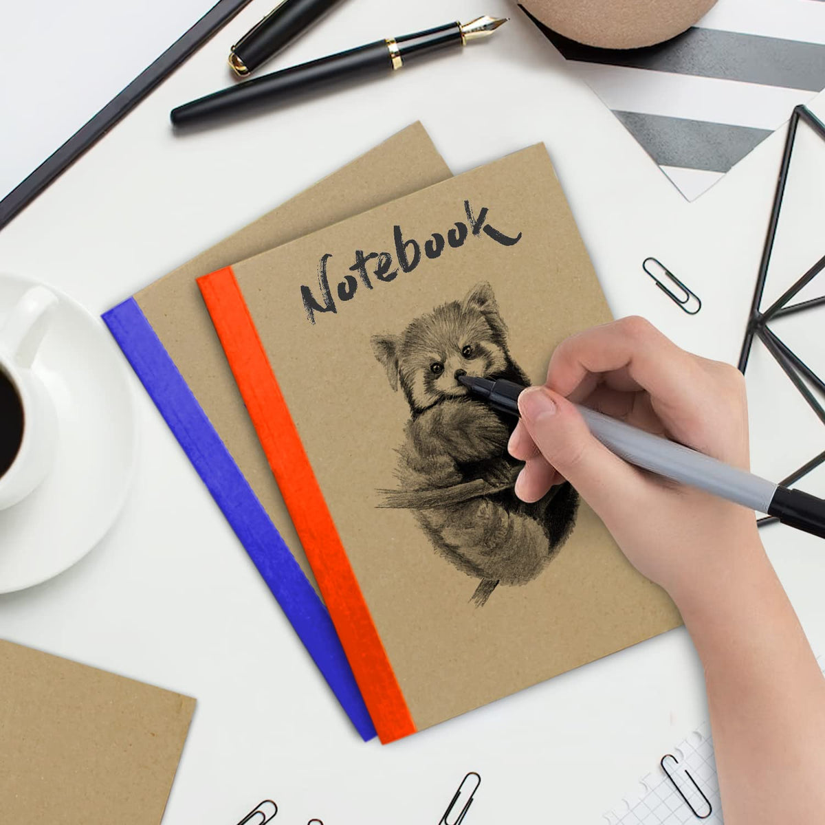 Rosmonde 5 Pack Wide Ruled Composition Notebook, Black Marble Notebooks