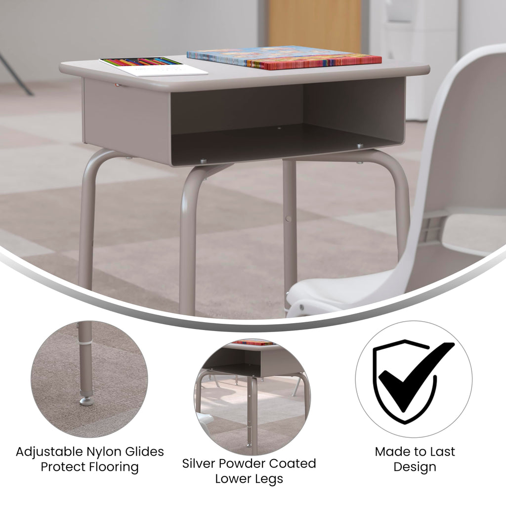 EMMA + OLIVER Adjustable Student Desk with Book Box