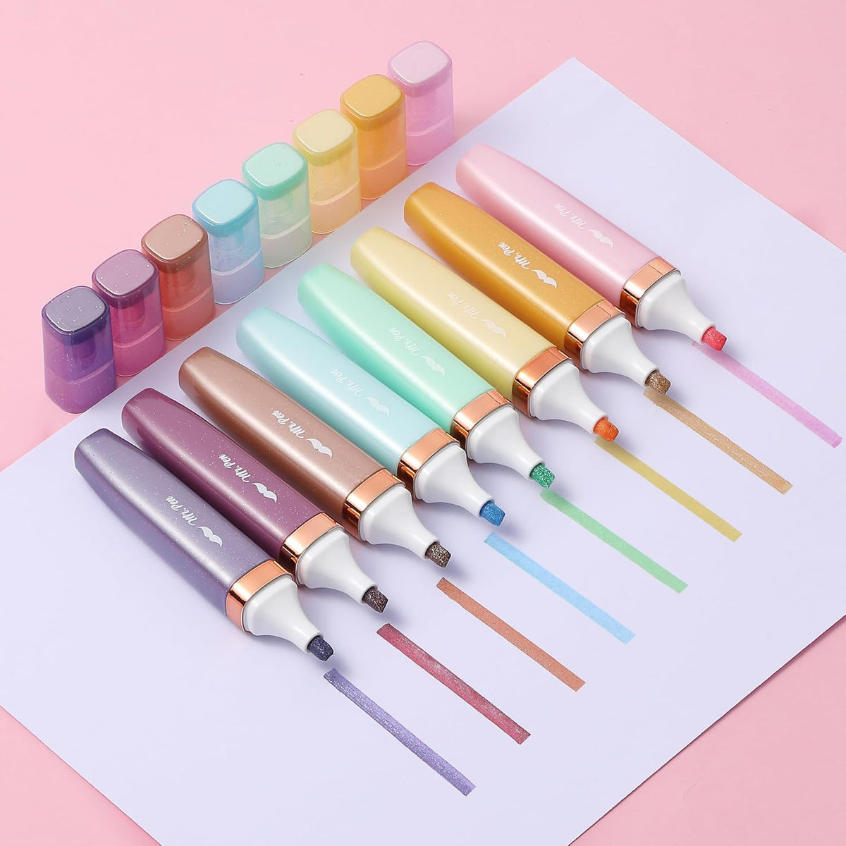 Mr. Pen- Glitter Highlighters, 8 Pack, Pastel & Metallic Colors