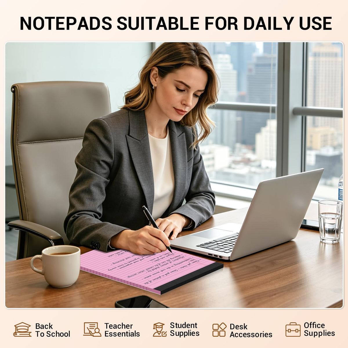 Colored Legal Pads 8.5 x 11, 3 Pack Notepads 8.5 x 11 Wide Ruled Note Pads