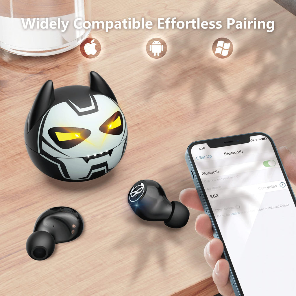 Kids Wireless Earbuds, Noise Reduction Earbuds for Kids Bluetooth 5.0 Waterproof in-Ear Headphones with Mic and Charging Case, Deep Bass Touch Control 36H Playtime Headset for School.