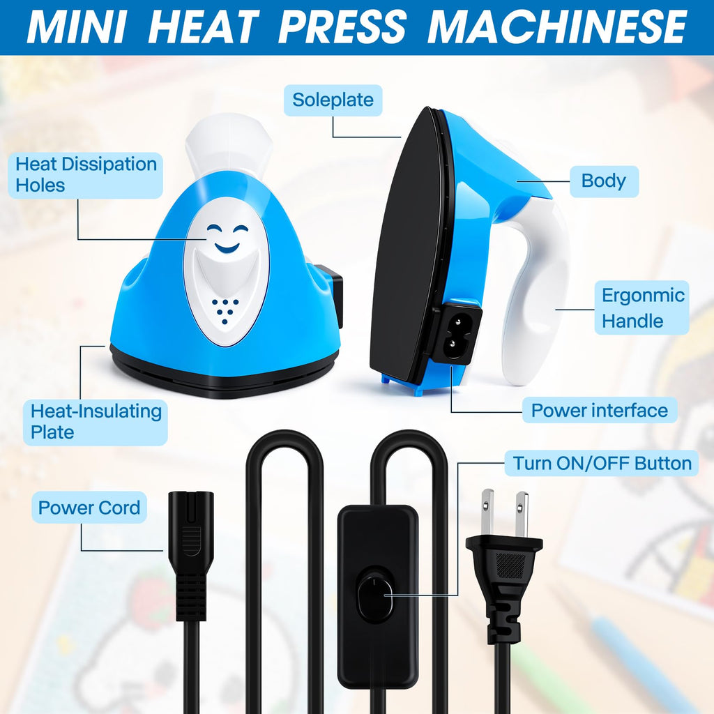 Mini Heat Press Portable Craft Iron For Fuse Beads, Black