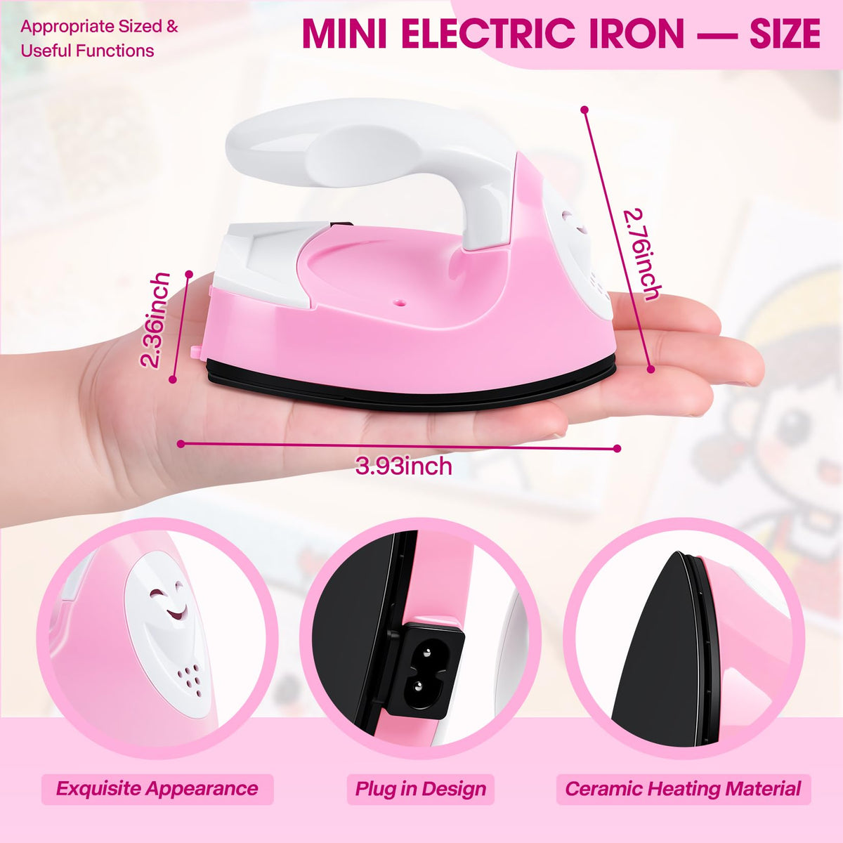 Mini Heat Press Portable Craft Iron For Fuse Beads, Black