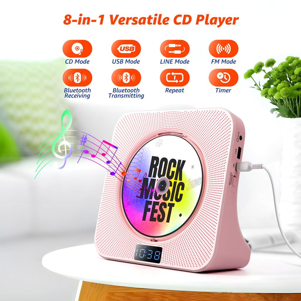 ROADOM KC607 Rechargeable Bluetooth CD Player for Learning (K–12)