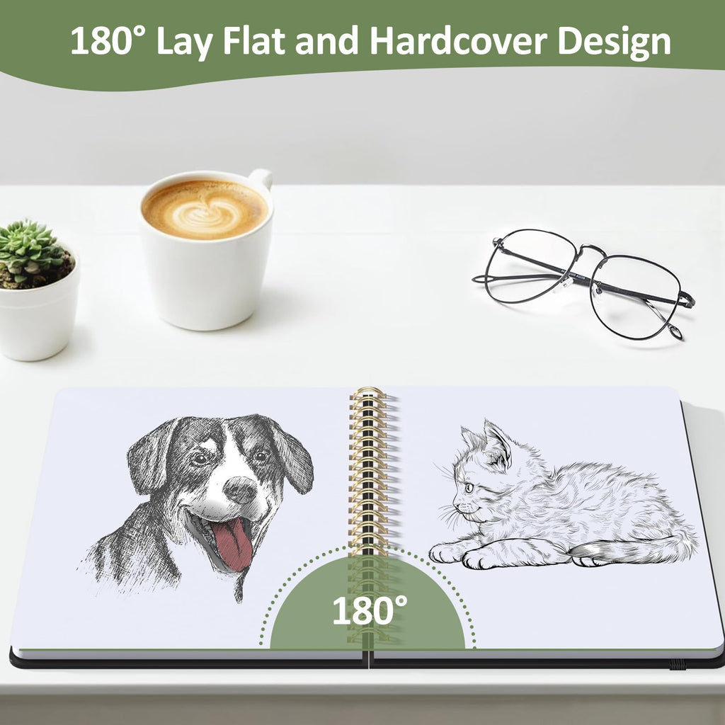 Forvencer Blank Spiral Sketchbook, 8" x 5.6" Hardcover, 100 GSM – 2 Pack