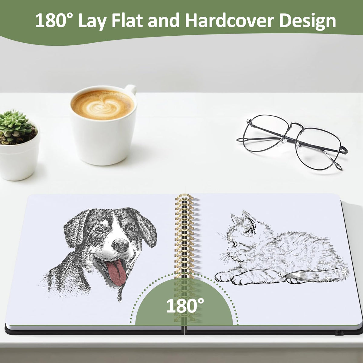 Forvencer Blank Spiral Sketchbook, 8" x 5.6" Hardcover, 100 GSM – 2 Pack