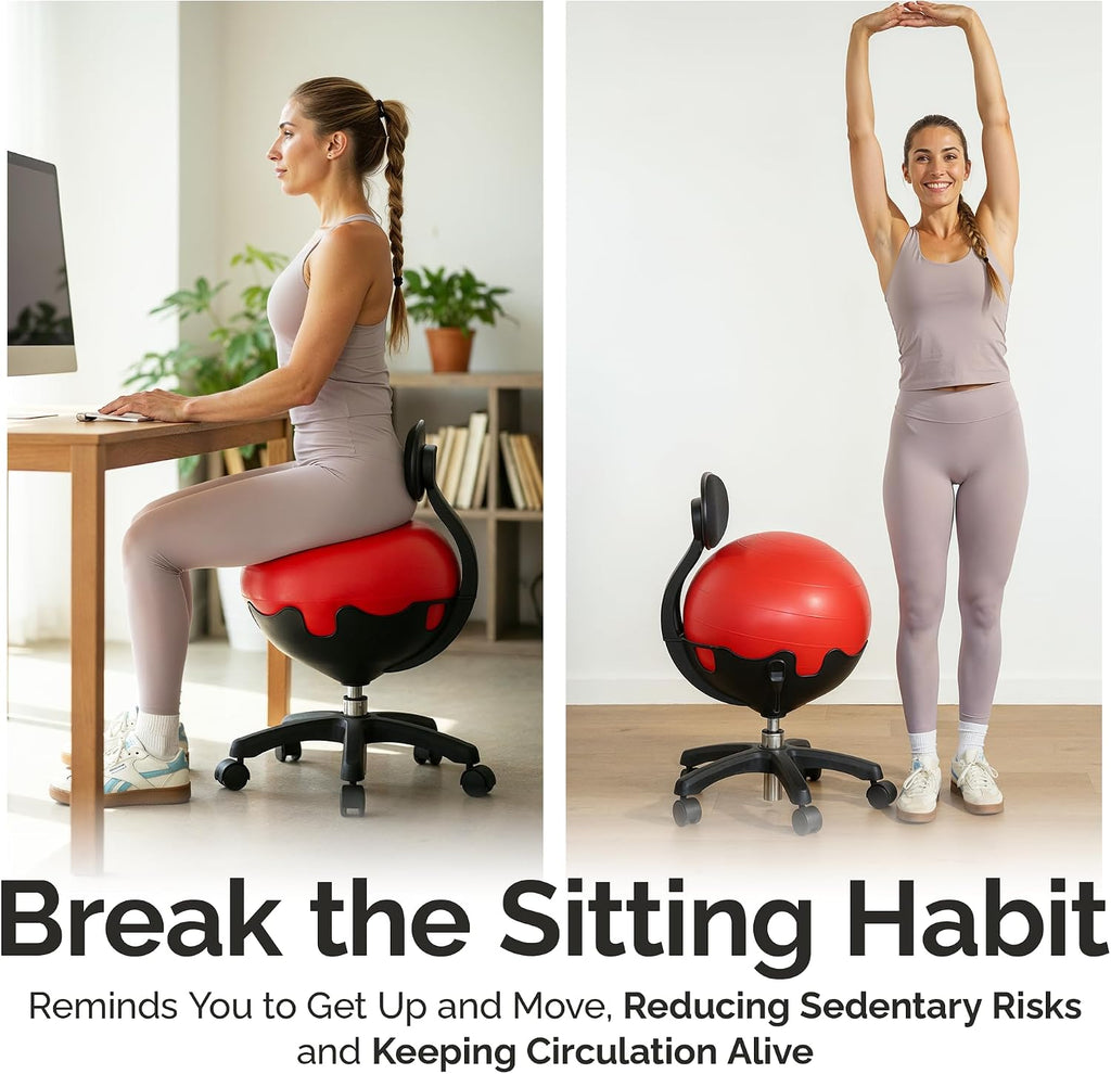 Aeromat Elite Yoga Ball Chair Active Sitting & Adjustable Height 250lbs Cap