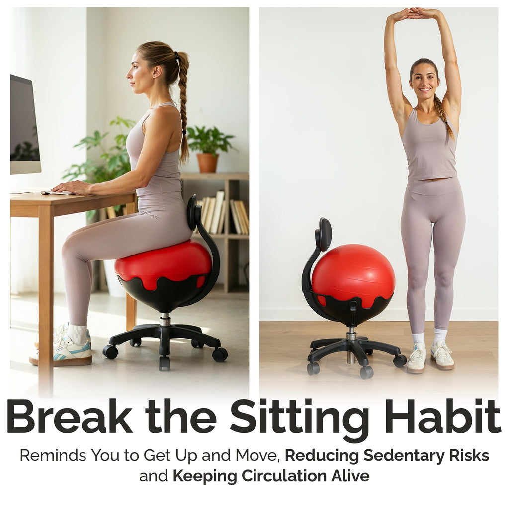 Aeromat Elite Yoga Ball Chair Active Sitting & Adjustable Height 250lbs Cap