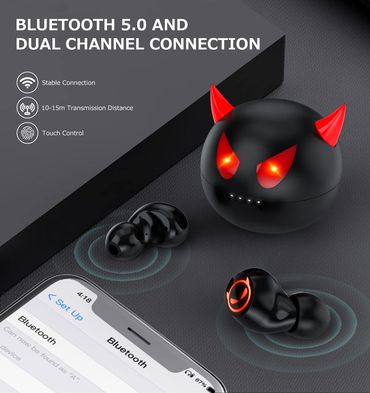 Kids Wireless Earbuds, Noise Reduction Earbuds for Kids Bluetooth 5.0 Waterproof in-Ear Headphones with Mic and Charging Case, Deep Bass Touch Control 36H Playtime Headset for School.