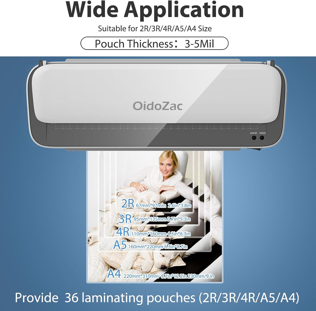 OidoZac: 9" 11-in-1 Laminator with Never-Jam Technology & 36 Sheets