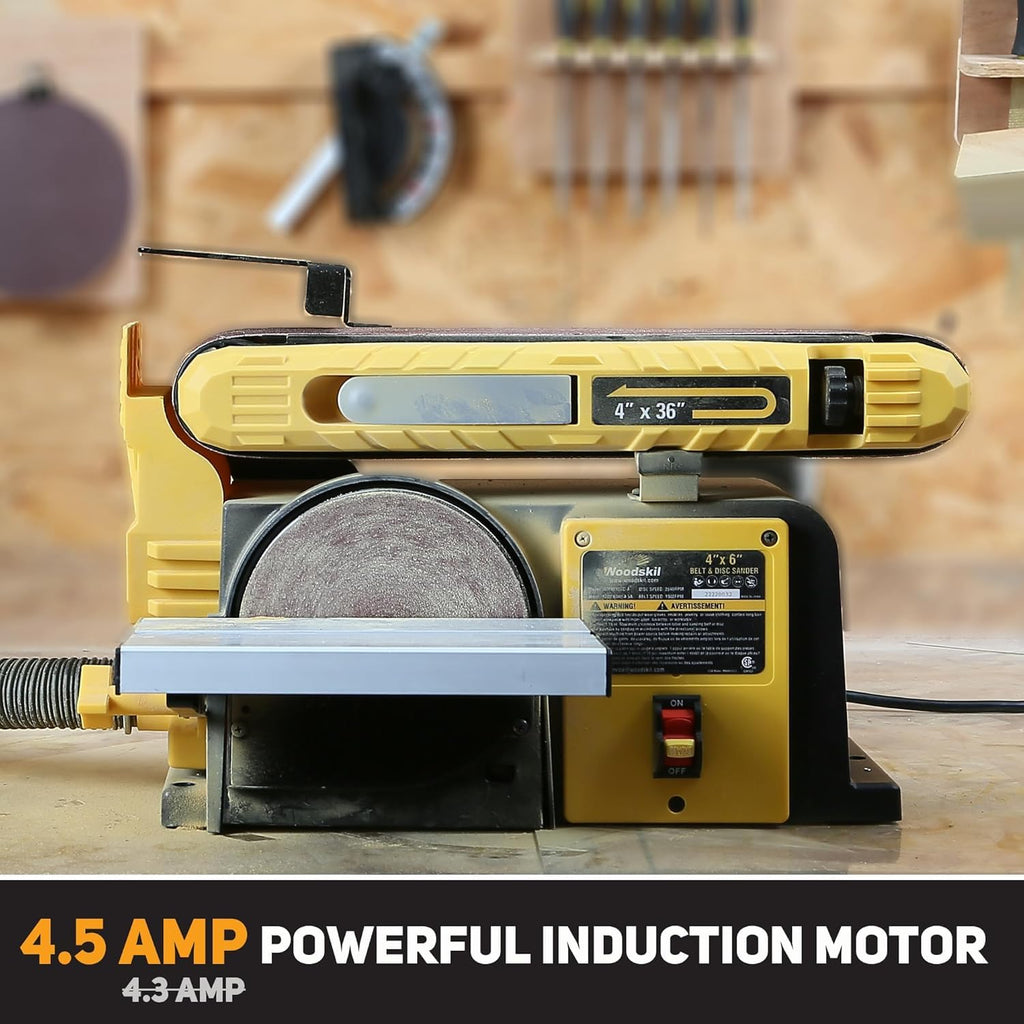 Woodskil 4.3A Belt Disc Sander Combo for Woodworking,4x36" Belt,6" Disc
