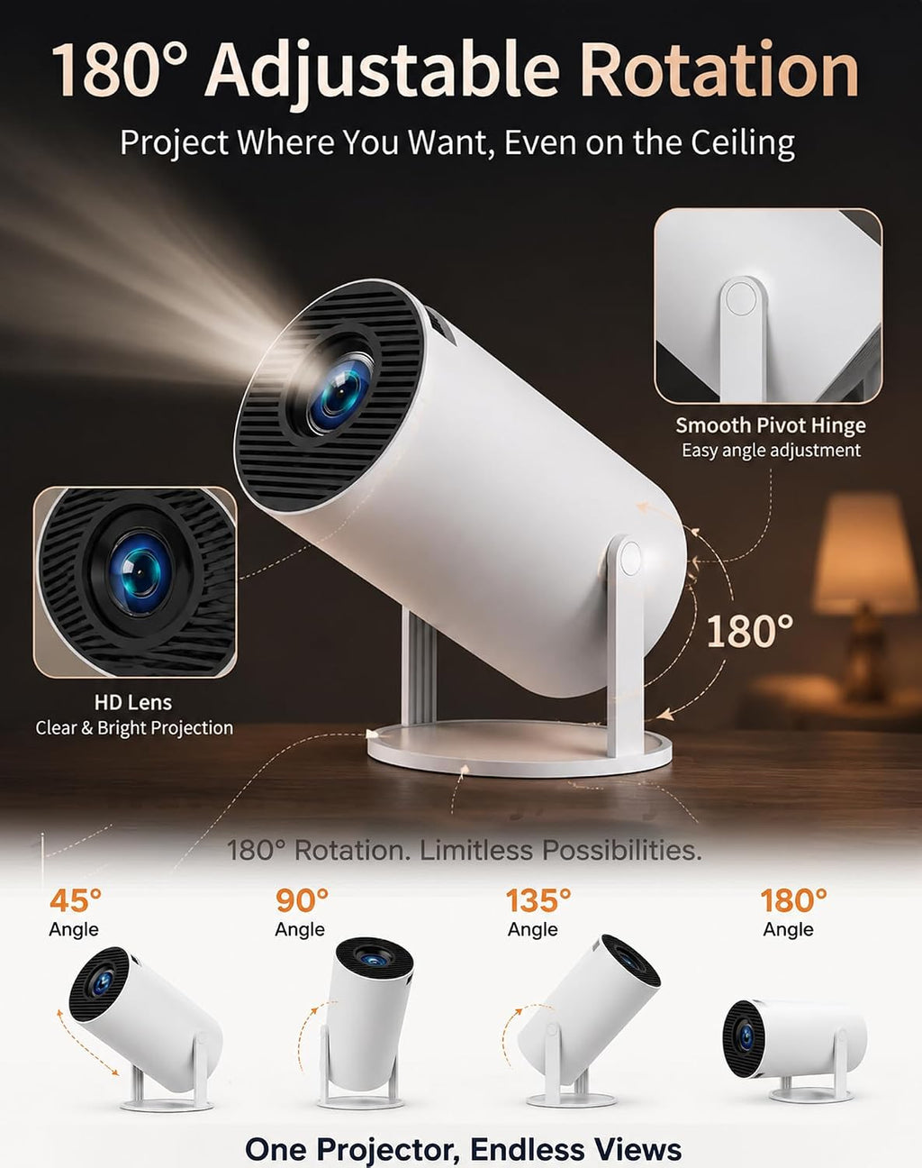 BookGlow Smart Reading Projector with 720p HD Display