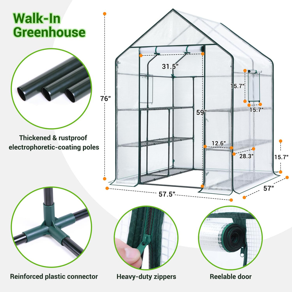 Ohuhu Plastic Greenhouse with 3–4 Tiers, Up to 22.56 Sq Ft