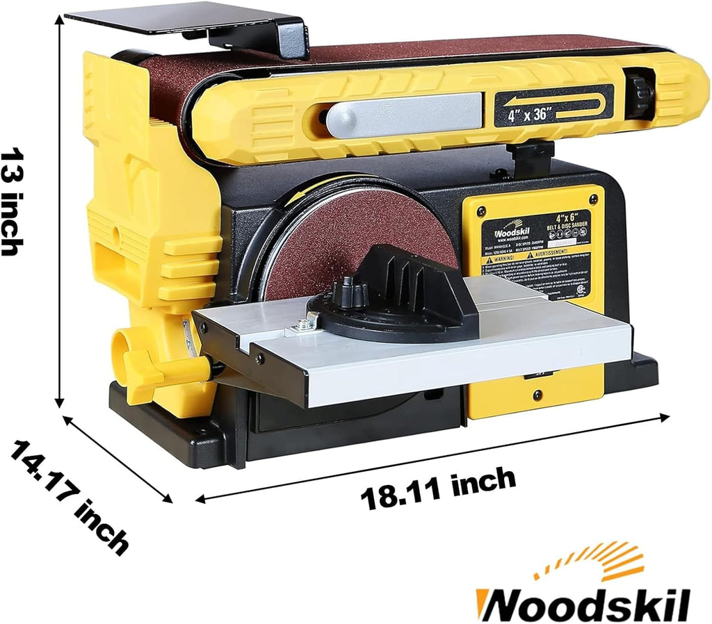 Woodskil 4.3A Belt Disc Sander Combo for Woodworking,4x36" Belt,6" Disc