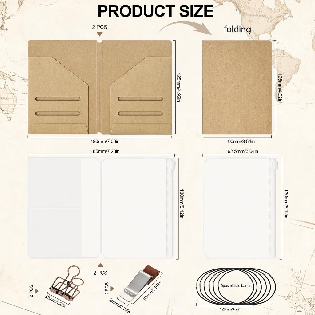 2PACK A5 Size Travelers Journal Notebook Accessories Inserts Kit