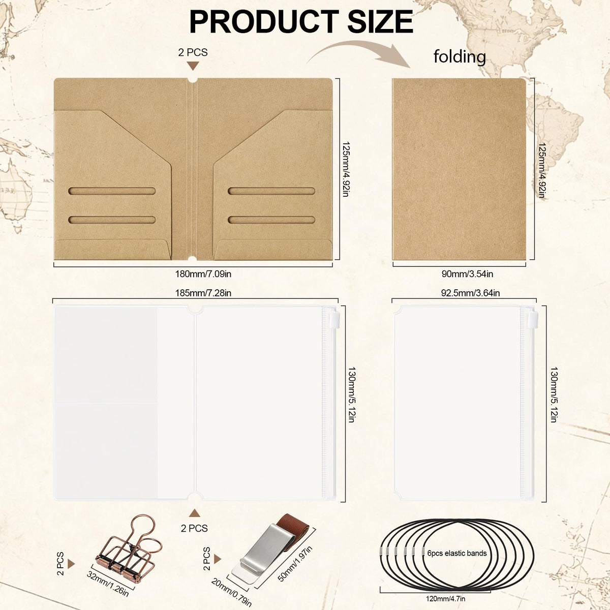 2PACK A5 Size Travelers Journal Notebook Accessories Inserts Kit