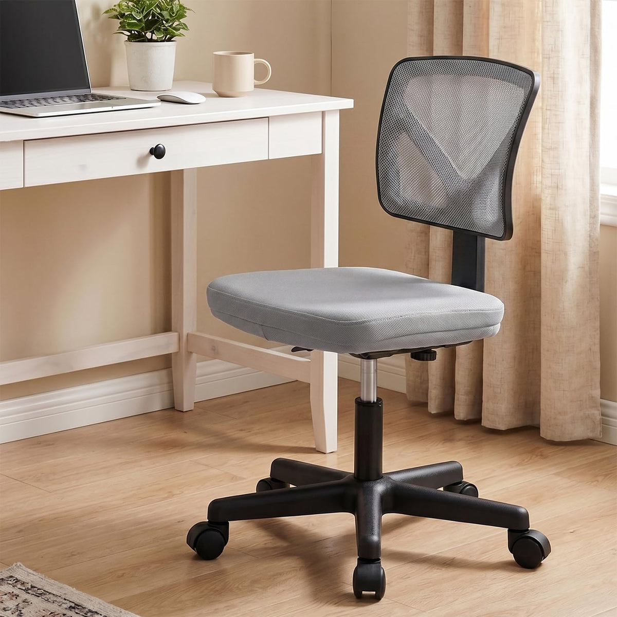 Sweetcrispy Small Armless Desk Chair, Mesh Rolling Office Chairs