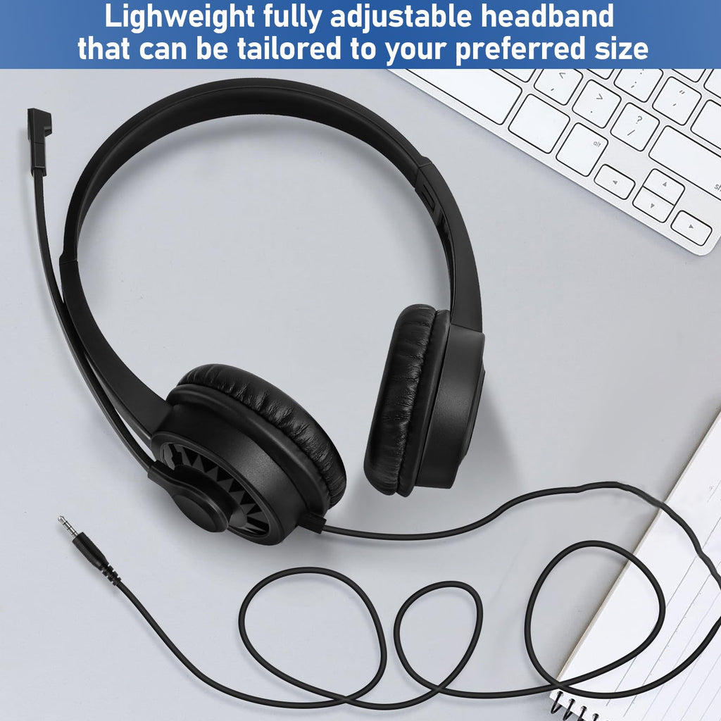 2 Pack Bulk Headphones with Microphone for Classroom Kids, On-Ear Wired Computer Headset with Rotating Mic for School Students K-12 Chromebooks PC Laptop Office Meetings