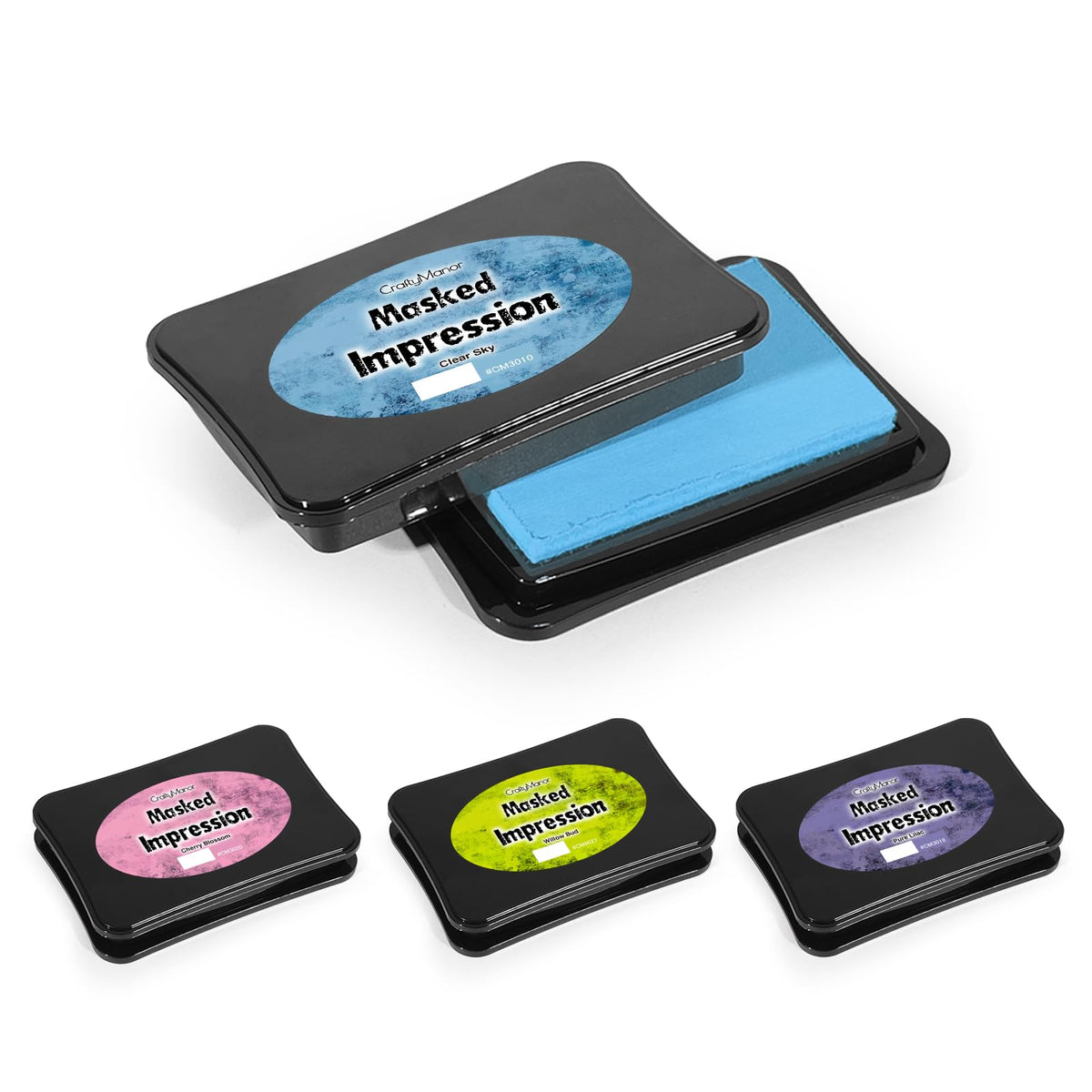 CraftyManor Masked Impression Mini Ink Pad Set – Water-Based Chalk Stamp Pads for Journaling & Scrapbooking