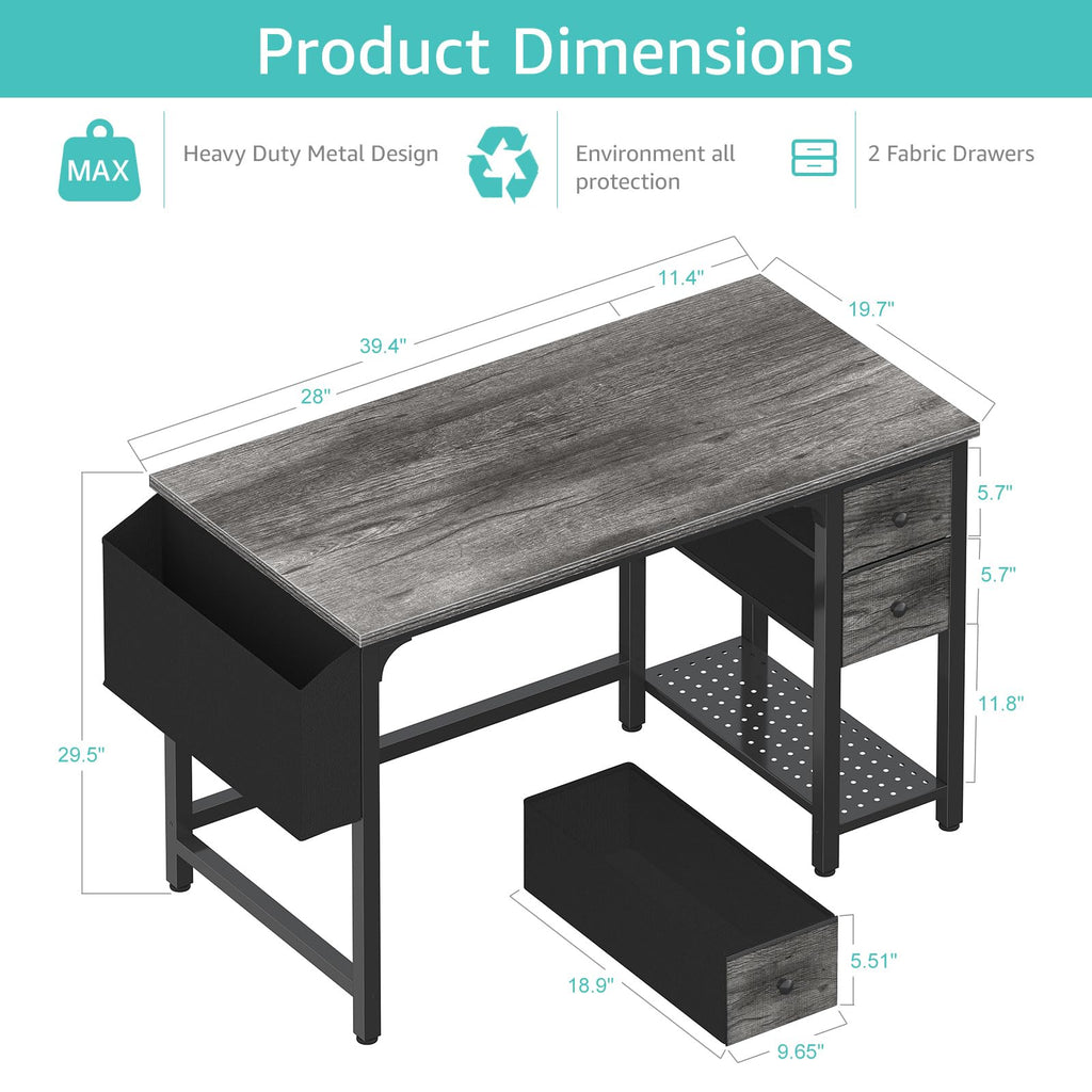 Lufeiya 40-Inch Student Desk with Drawers