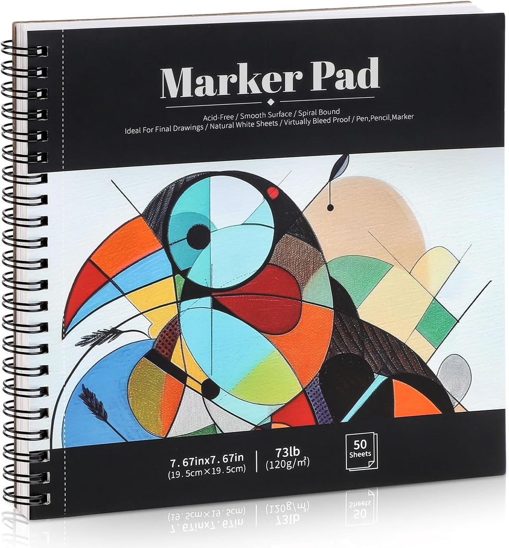 50 Sheets Marker Paper Pad, 7.6 × 7.6 in, 120gsm Alcohol Marker Paper