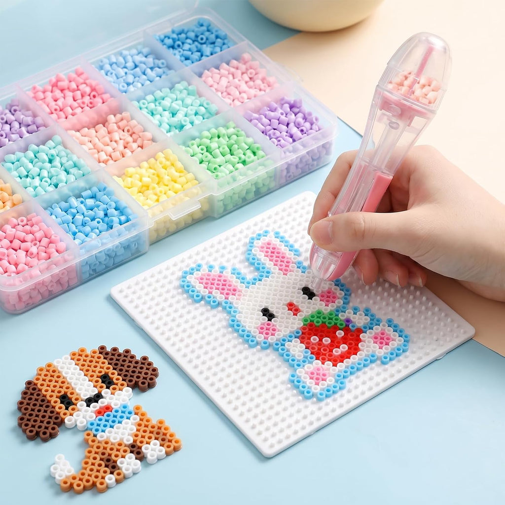 2.6mm Fuse Bead Pen with Automatic Dispenser - 2 Pieces High Capacity & Transparent Fuse Bead Dispenser Perler Bead Tools No Jams for Holiday Home DIY Parent-Child Interaction and Kid's Crafts Boosts