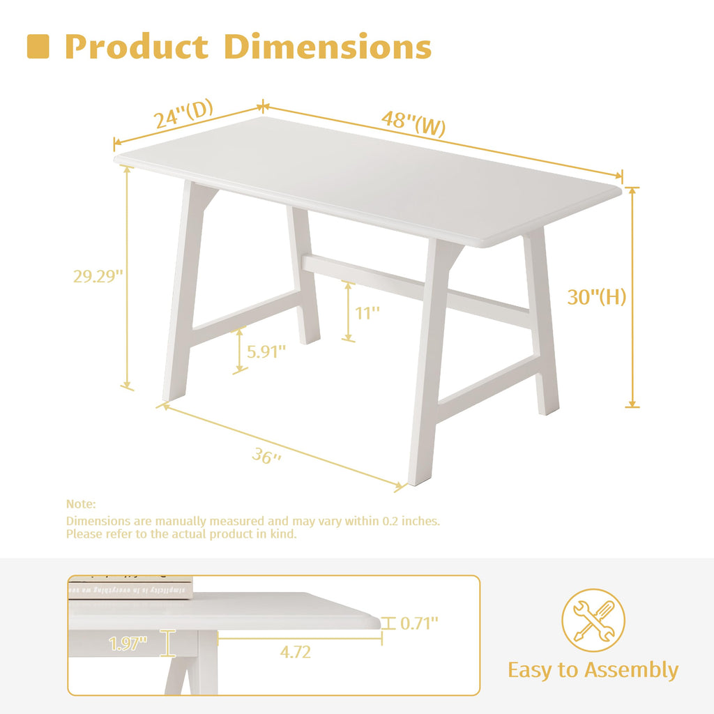 IOTXY Solid Wood Writing Table - 60" W Minimalist PC Computer Desk, Oak
