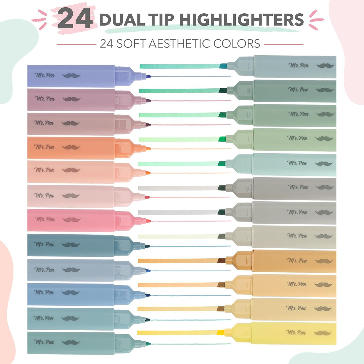 Mr. Pen- Dual Tip Bible Highlighters with Stand, 24 Pack