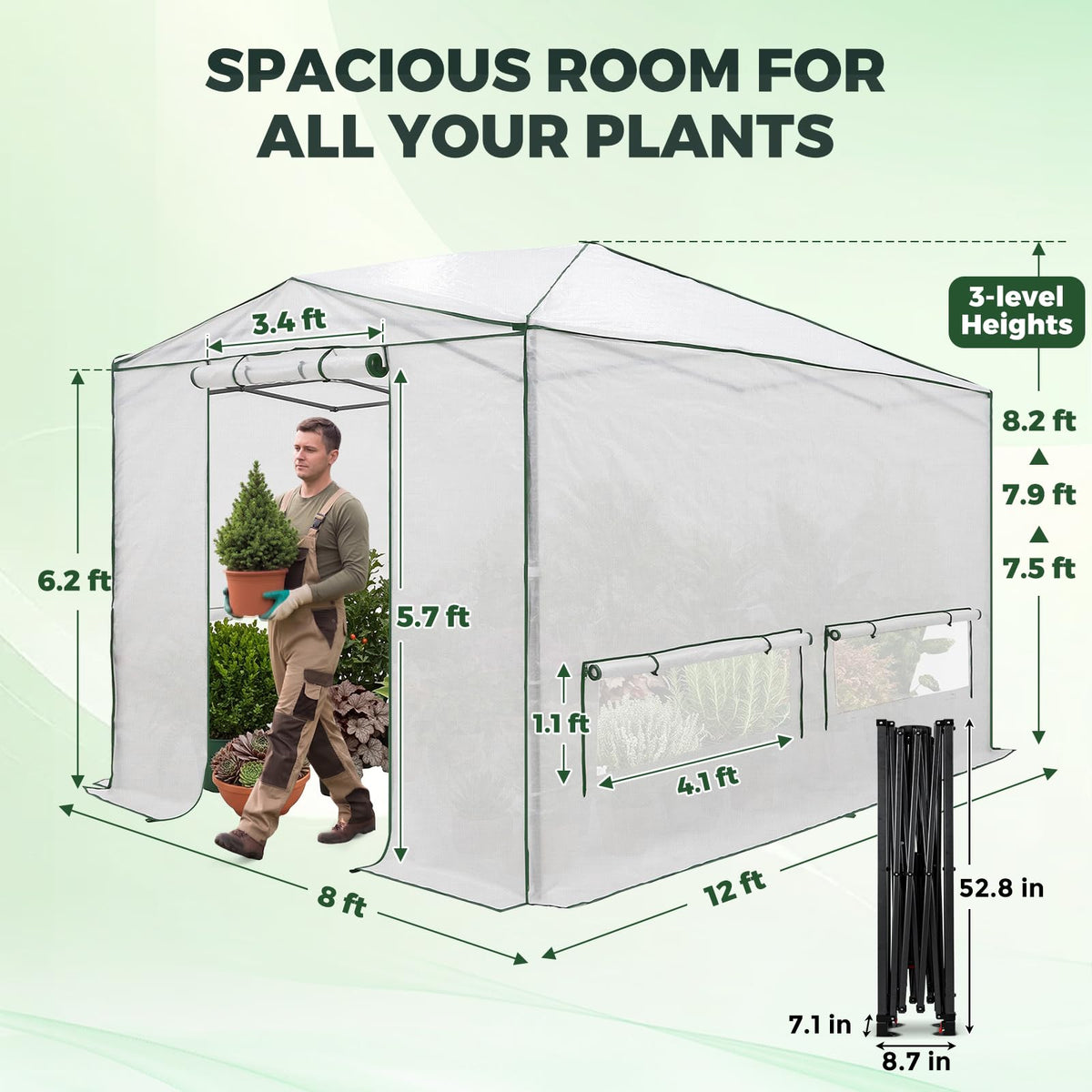 EAGLE PEAK Pop-Up Walk-In Greenhouse (Multiple Sizes)
