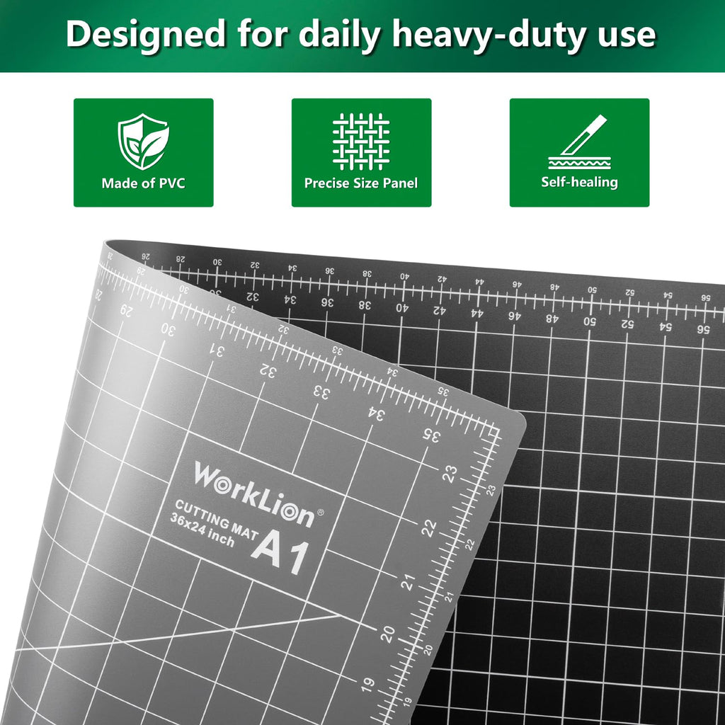 WORKLION 12" x 18" Art Self Healing PVC Cutting Mat, Double Sided, Gridded Rotary Cutting Board for Craft, Fabric, Quilting, Sewing, Scrapbooking Project……