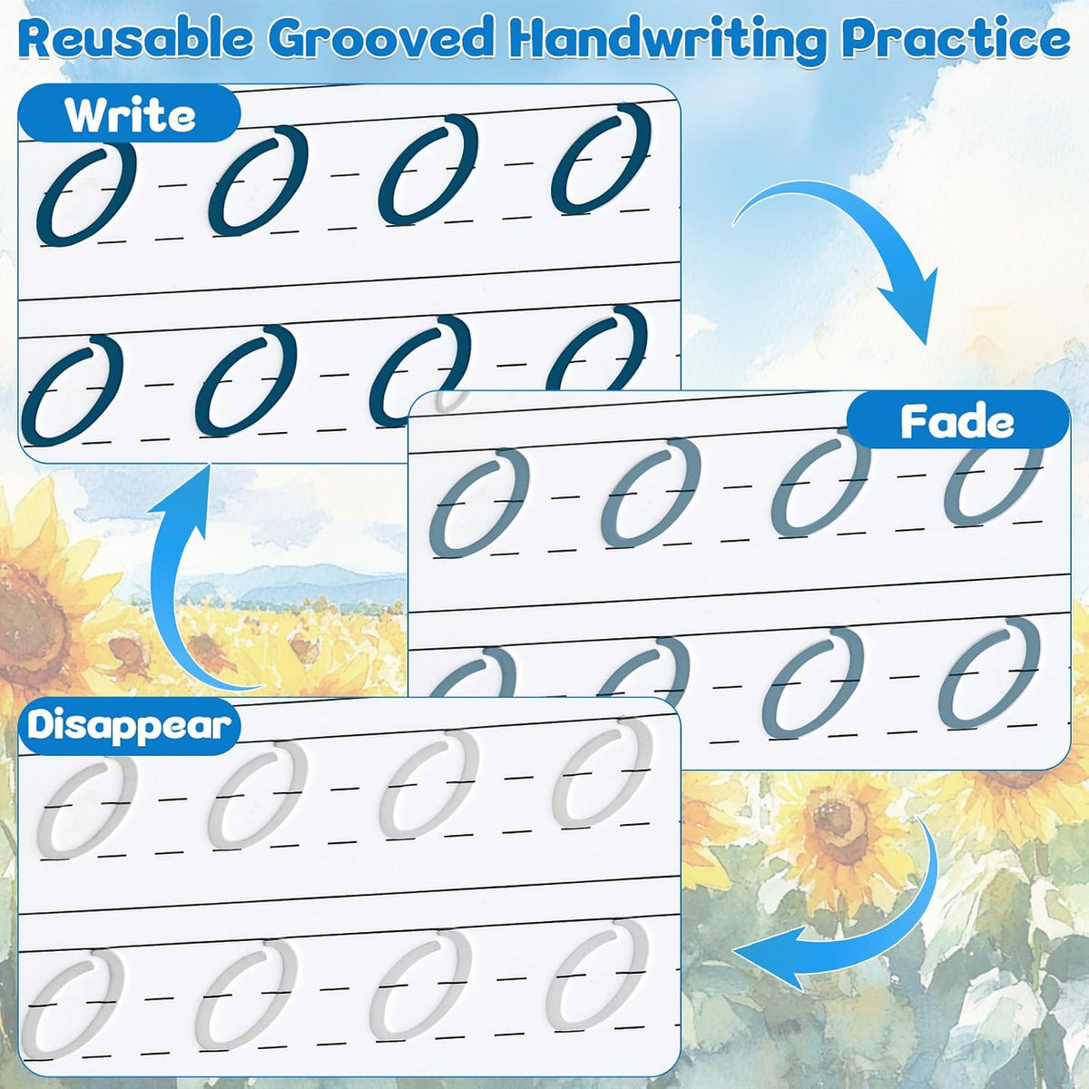 8 Pack Grooved Cursive Handwriting Workbook with Disappearing Ink Pens Magic Grooved Cursive Reusable Handwriting Practice Books Copybooks for Kids Beginners Learning Activities Supplies