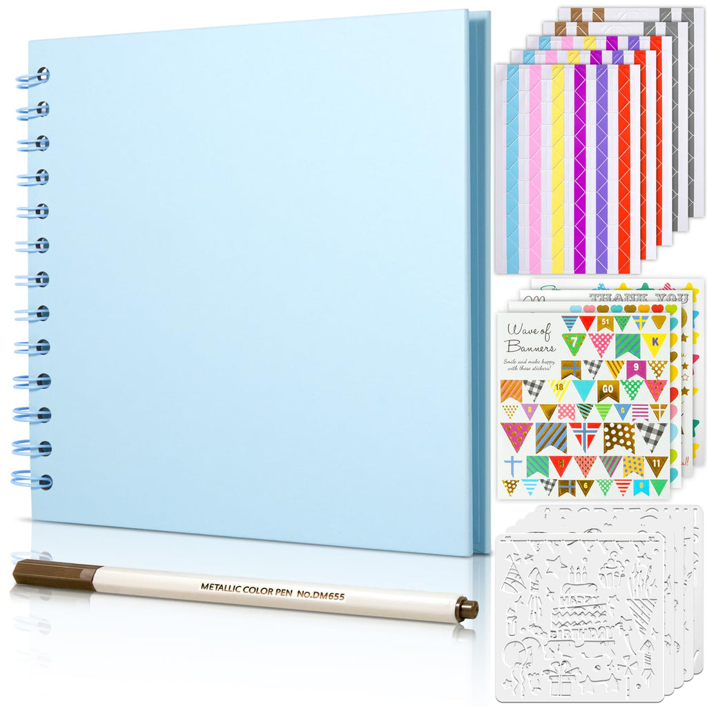 Gotideal 80 Pages Scrapbook Album with 10 Metallic Markers, Black