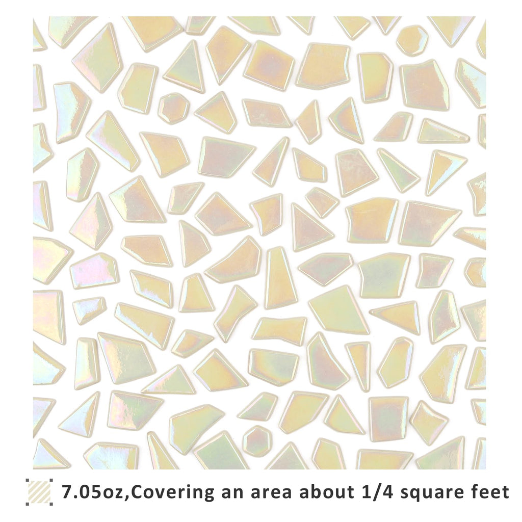 Iridescent Glass Mosaic Tiles for Crafts Bulk,200g Broken Mosaic Glass Pieces for DIY Home Garden Art Projects, Handmade Crafts & Decor