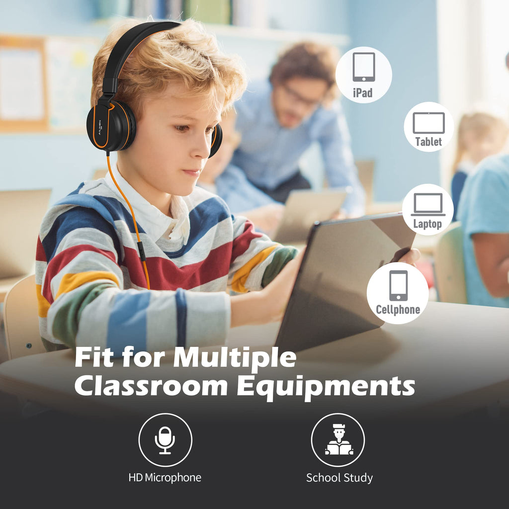AILIHEN I35 Kids Headphones for School with Mic, 93dB Volume, Green Purple