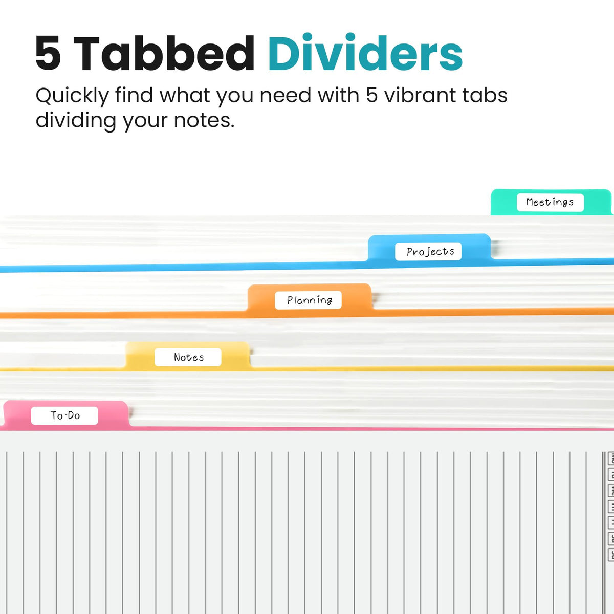 Taja Spiral Notebooks for Work 5 Subject Notebook with Removable Dividers
