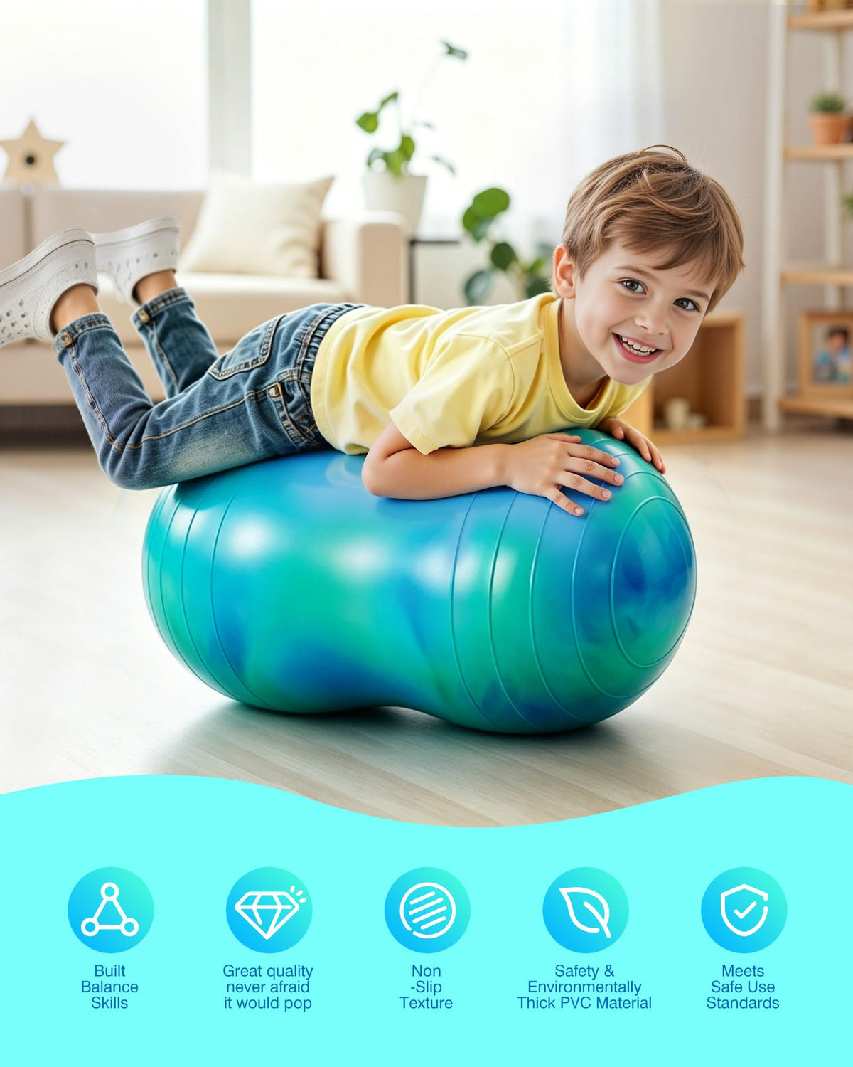 ZOOJOY Peanut Ball for Kids and Adults, 18/20Inch Anti-Burst Exercise Ball