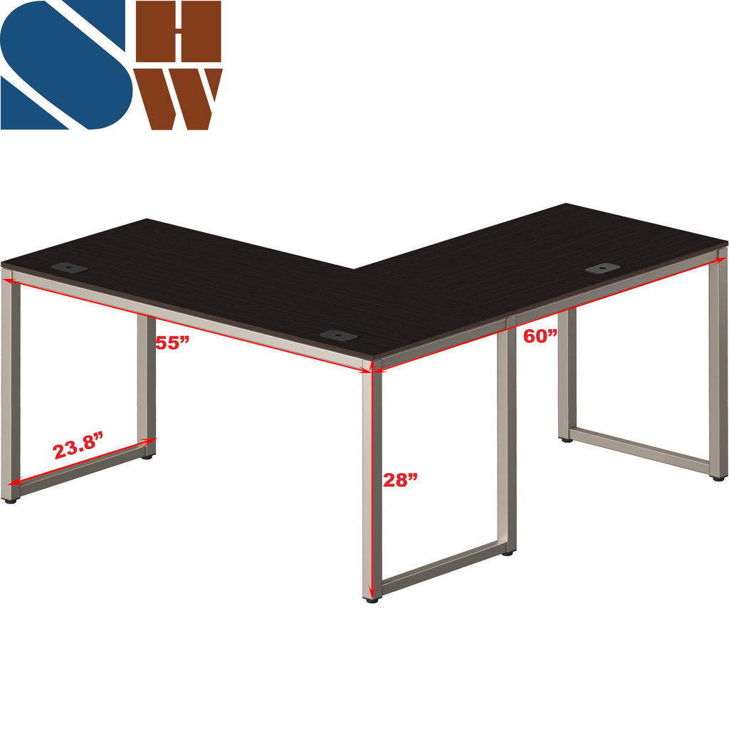 SHW 55 × 60-Inch Commercial-Grade L-Shaped Student Desk