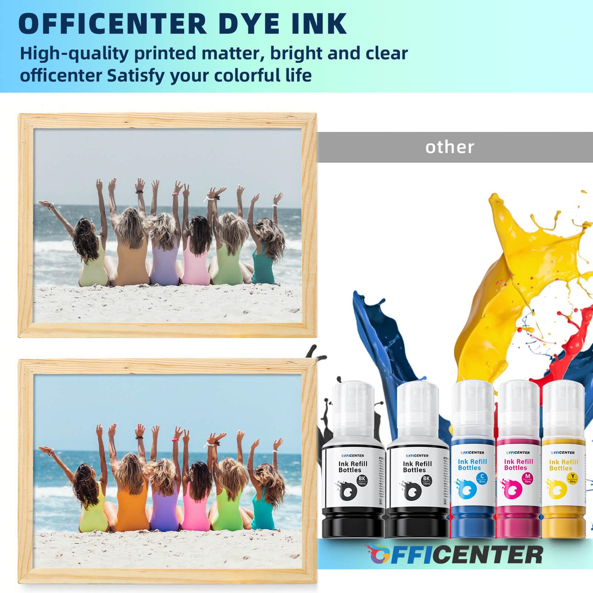 OFFICENTER Compatible Ink Refill Bottles for ET2760 ET-4760 ET2750 ET-3760 ET-2850 ET-15000 ST-4000 ST-2000 ET-3710 ET-3850 ET-3750 ET-4850 ET-3830 ET4750 ET2700 ST3000 ET3700 Printer(2BK C M Y)