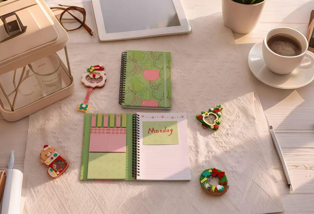 A5 Spiral Sticky Notebook,with 9 pads of decorated sticky notes and a handy notebook,for Bible study;Note Pads Teacher Appreciation Gift Writing Memo Pads School Office Supplies and Daily Life Organization (Daisy)
