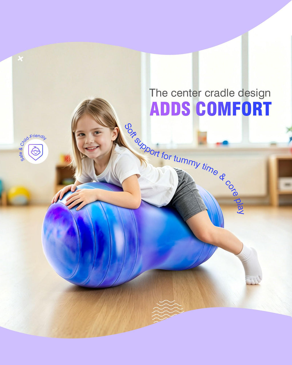 ZOOJOY Peanut Ball for Kids and Adults, 18/20Inch Anti-Burst Exercise Ball