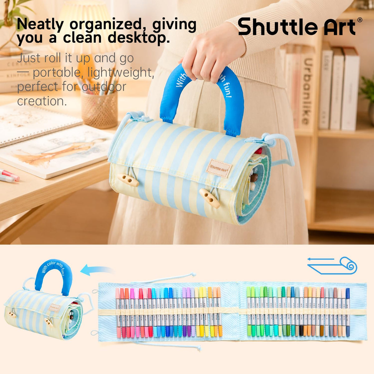 Shuttle Art 96 Colors Dual Tone Refillable Acrylic Markers with 100 Refills