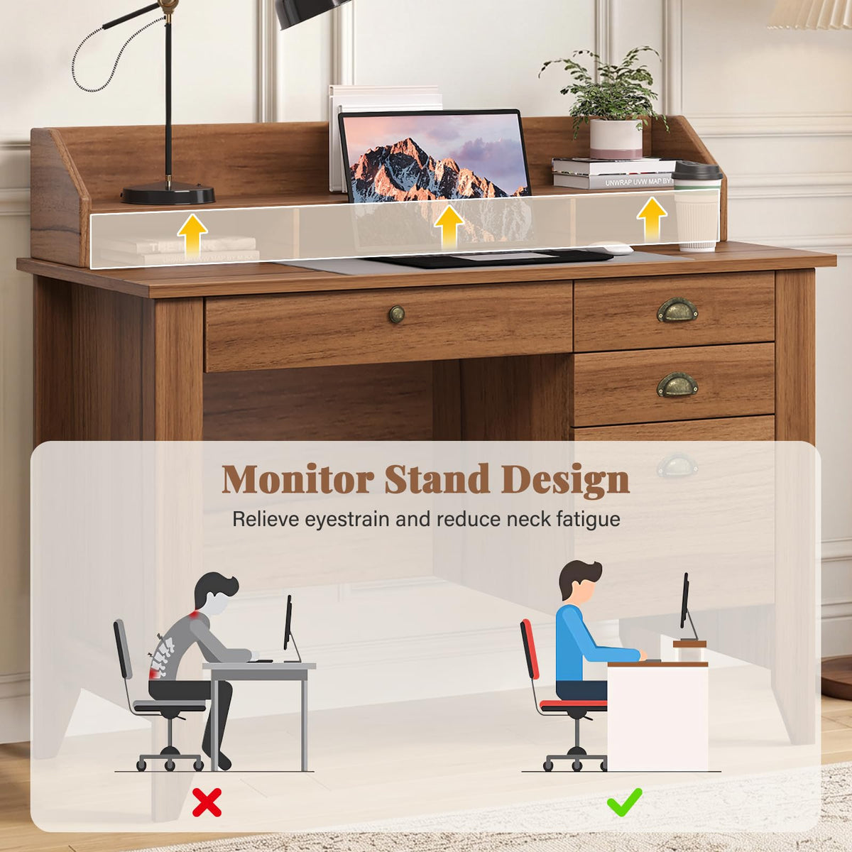 4 EVER WINNER 47-Inch Student Desk with Drawers