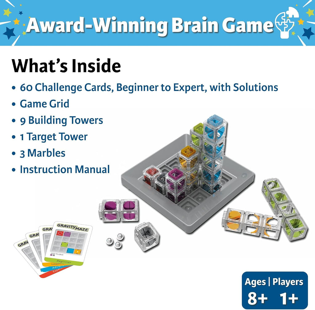 ThinkFun Gravity Maze - Falling Marble Logic Game - Challenging STEM Toy for Kids 8-12 - Gravity Marble Maze - Brain-Building Fun - Educational Gift - Boosts Critical Thinking & Problem Solving