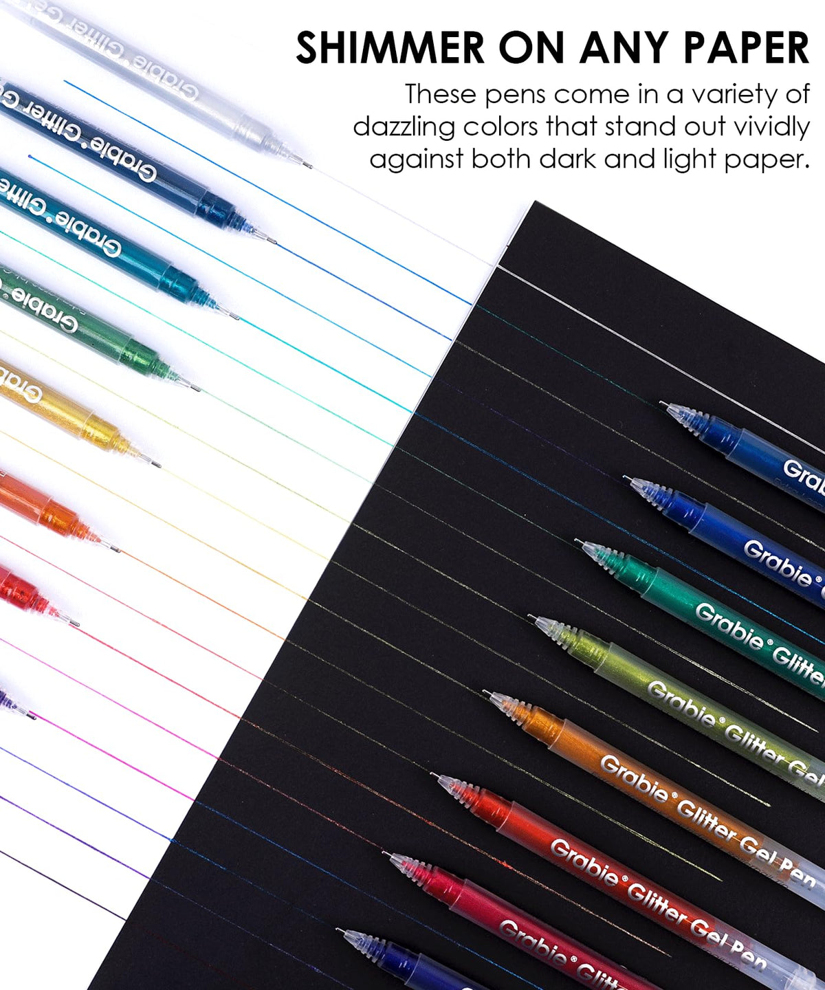 Grabie 18 Color Glitter Gel Pens, Retractable Sparkle Art Pens