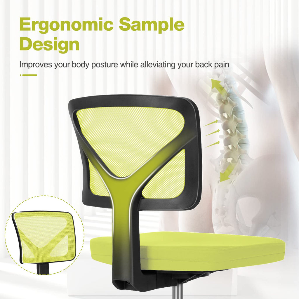 Sweetcrispy Small Armless Desk Chair, Mesh Rolling Office Chairs