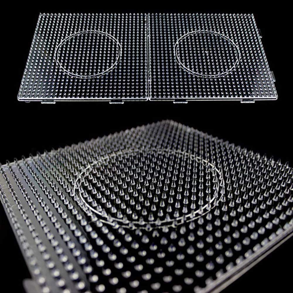 H&W 4PCS 5mm Fuse Beads Boards, Large Clear Pegboards Kits, with Gift 4 Lroning Paper (WA3-Z1)