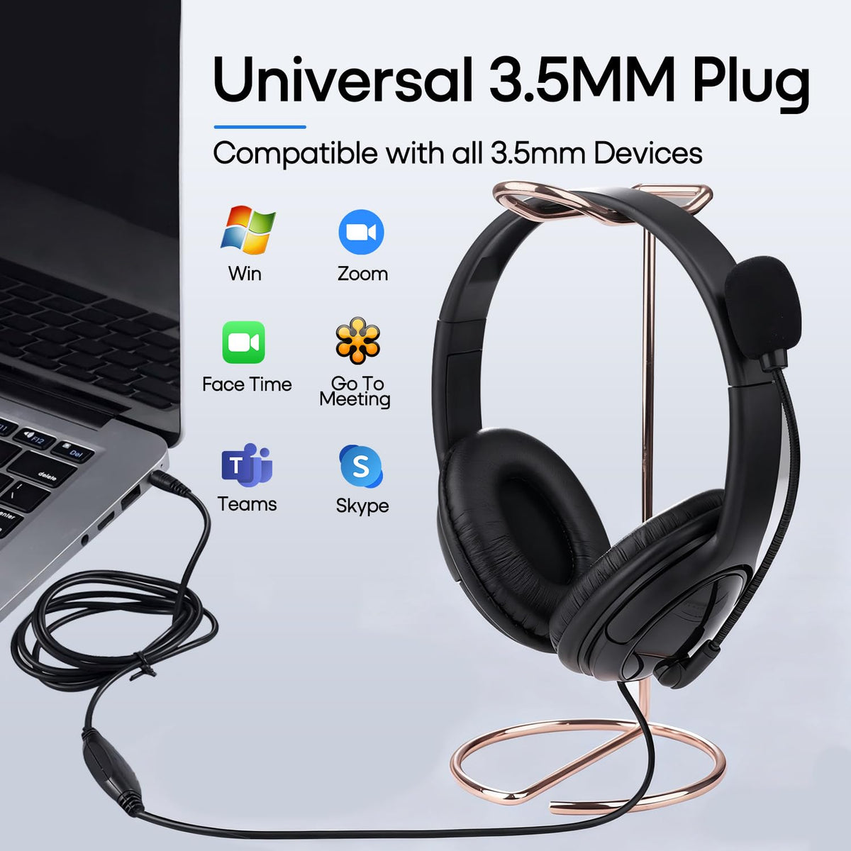2 Pack Bulk Headphones with Microphone for Classroom Kids, On-Ear Wired Computer Headset with Rotating Mic for School Students K-12 Chromebooks PC Laptop Office Meetings