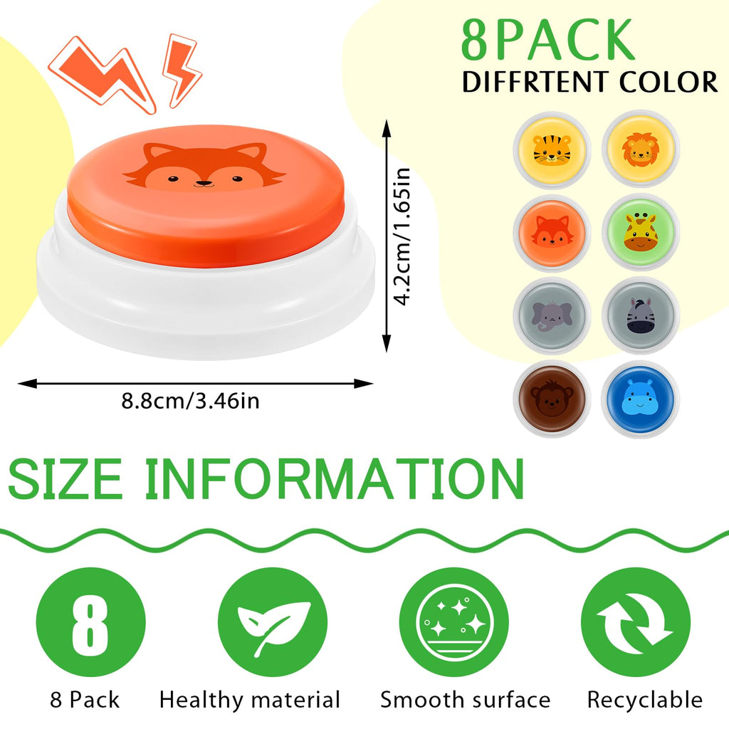 Syhood 8 Pcs Animal Sounds Buzzer for Trivia, Classic Style