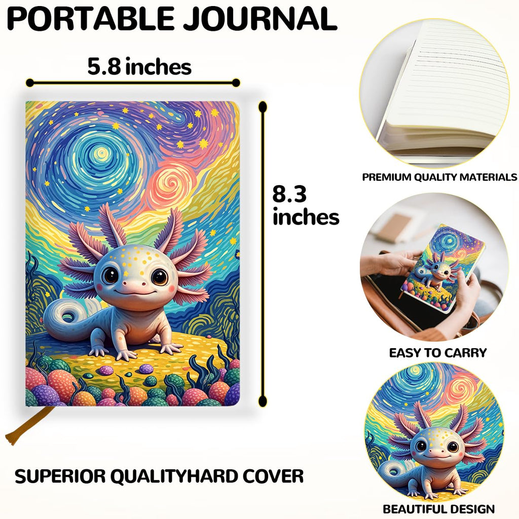 Cute Axolotl Leather Lined Journal 200 Pages A5 Ruled Notebooks 02